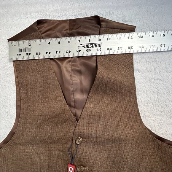 Chaps Mens Medium Brown V-Neck Single-Breasted Waistcoat Vest Lined Casual New - Picture 5 of 8